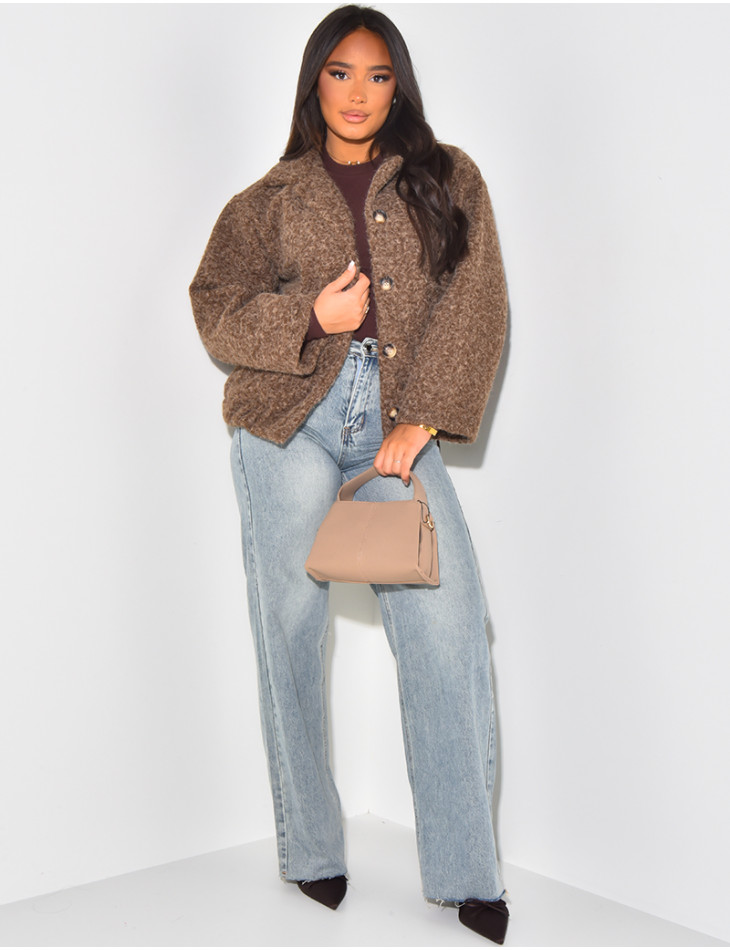 Veste courte en laine chiné