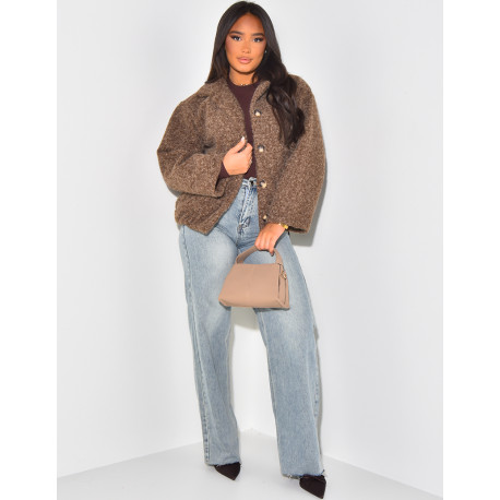 Veste courte en laine chiné