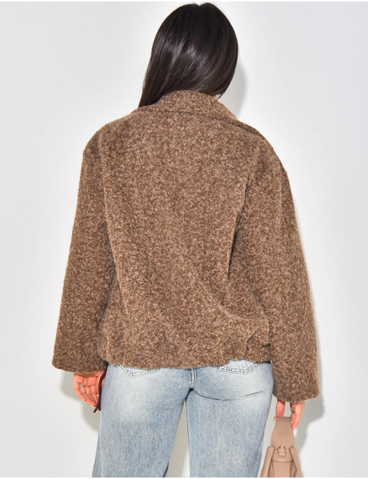 Veste courte en laine chiné