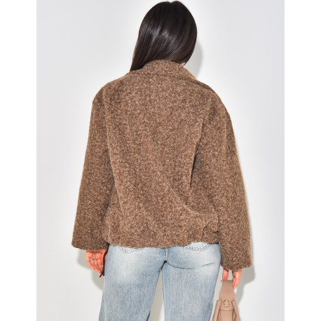 Veste courte en laine chiné