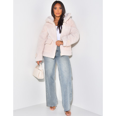 Doudoune oversize en peau de mouton