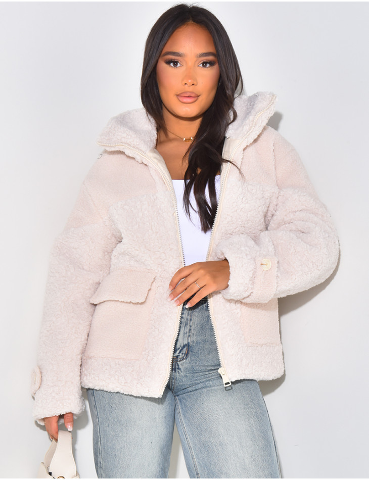 Doudoune oversize en peau de mouton