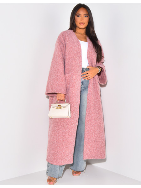 Manteau oversize en laine chiné