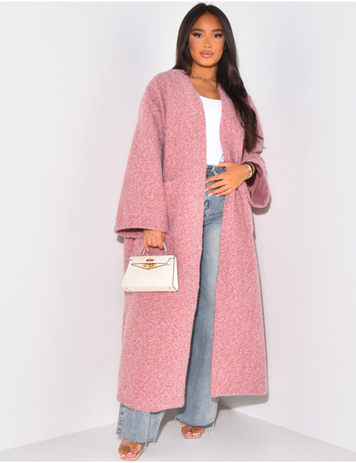 Manteau oversize en laine chiné