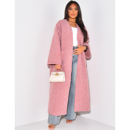 Manteau oversize en laine chiné