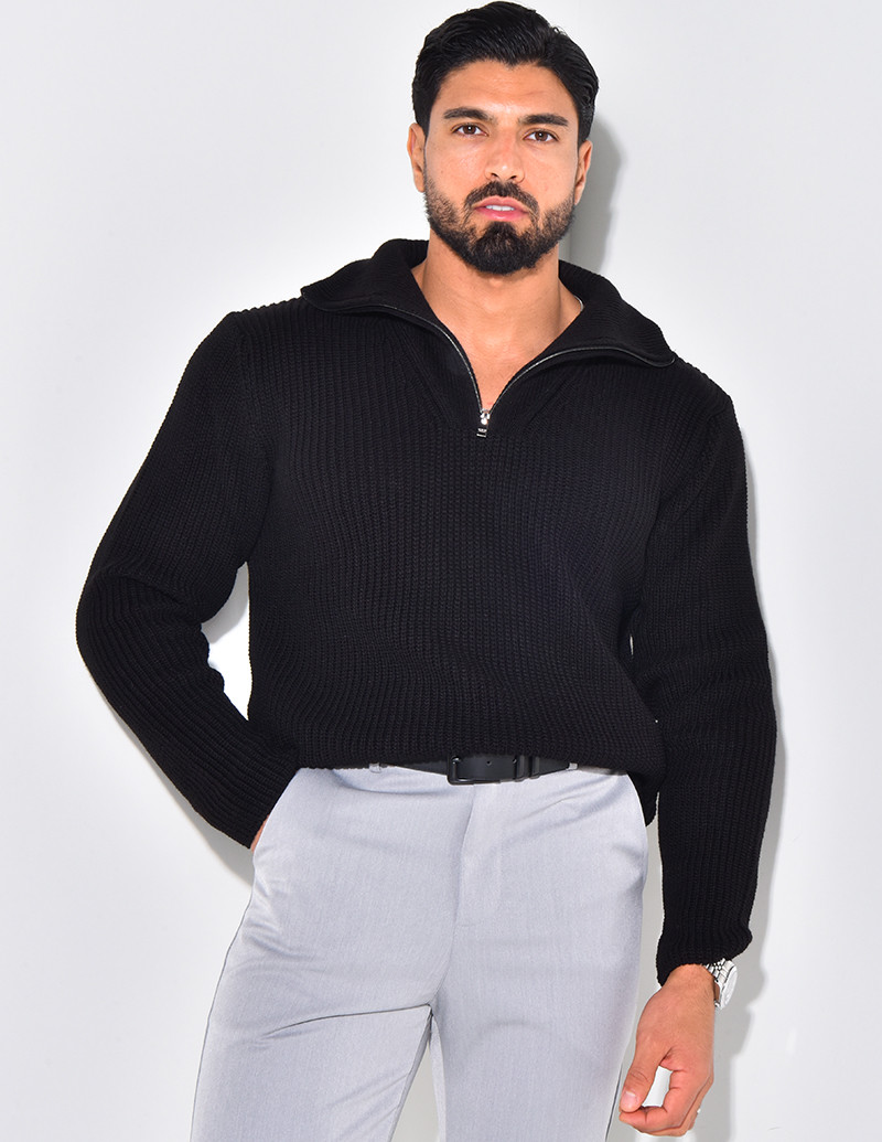 Pull en laine col à zip