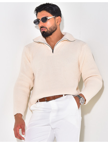 Pull en laine col à zip