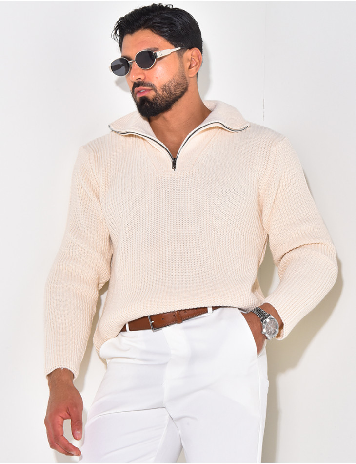 Pull en laine col à zip