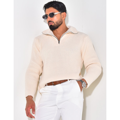 Pull en laine col à zip