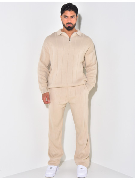 Ensemble pantalon et pull à zip en laine