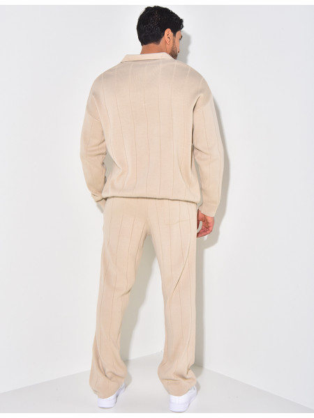 Ensemble pantalon et pull à zip en laine