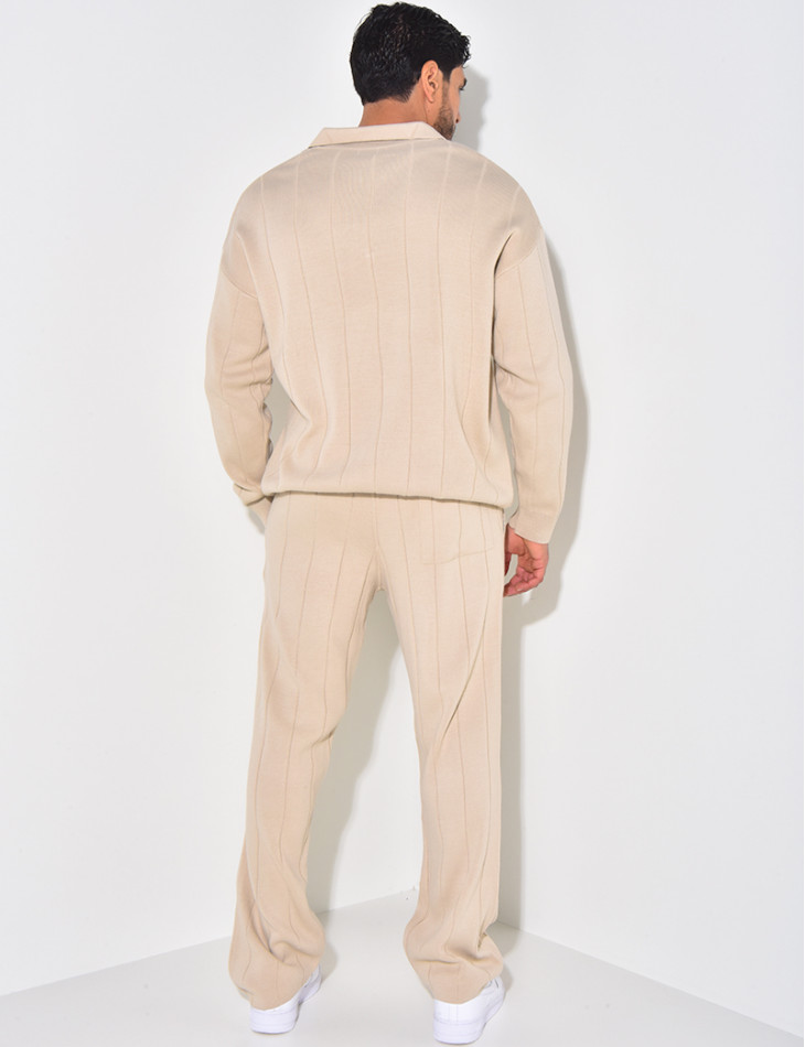 Ensemble pantalon et pull à zip en laine