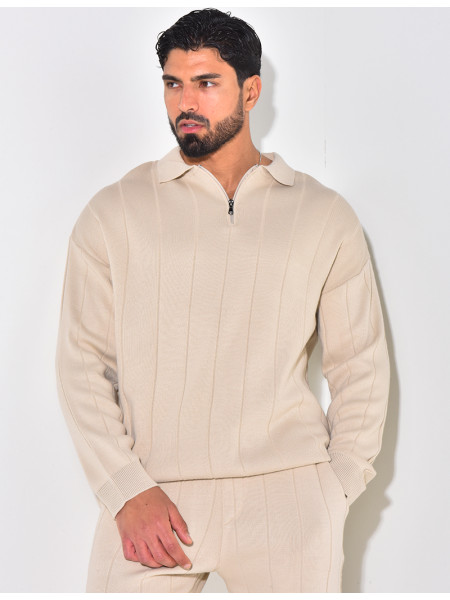 Ensemble pantalon et pull à zip en laine