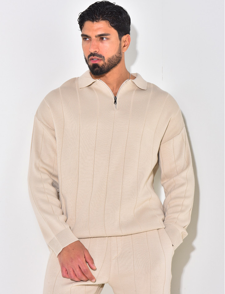 Ensemble pantalon et pull à zip en laine