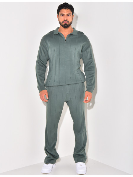 Ensemble pantalon et pull à zip en laine