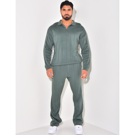 Ensemble pantalon et pull à zip en laine