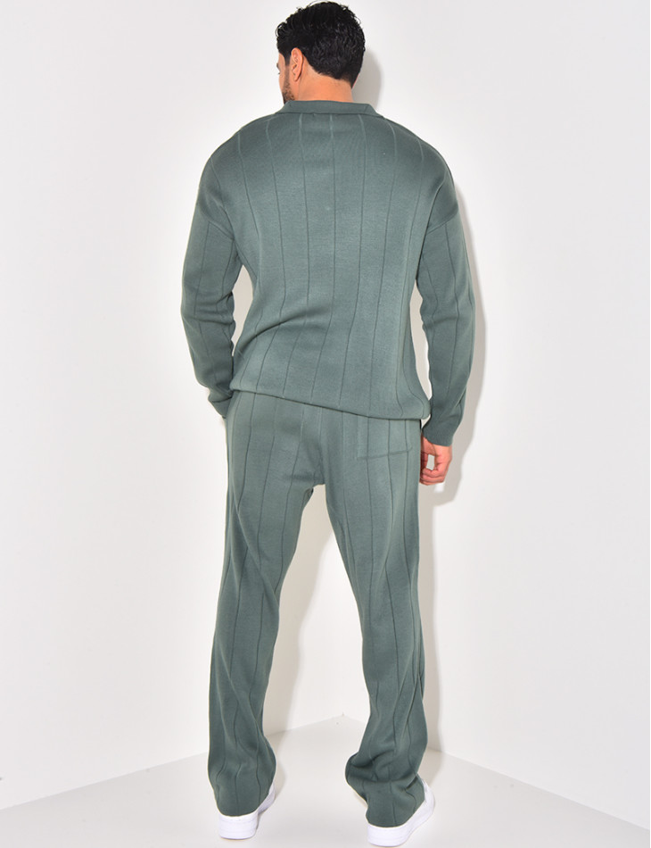 Ensemble pantalon et pull à zip en laine