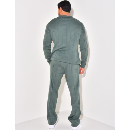 Ensemble pantalon et pull à zip en laine