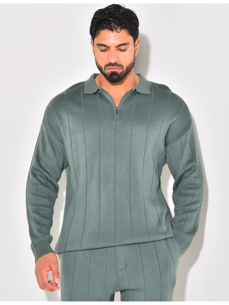 Ensemble pantalon et pull à zip en laine