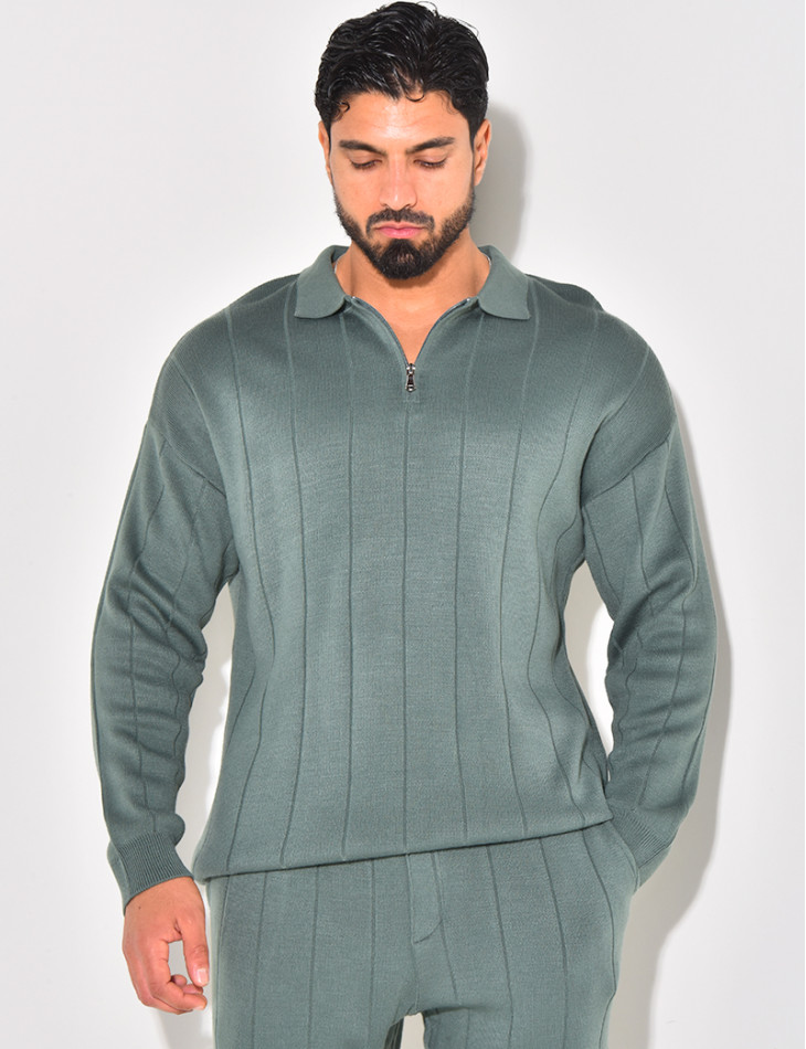 Ensemble pantalon et pull à zip en laine