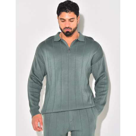 Ensemble pantalon et pull à zip en laine