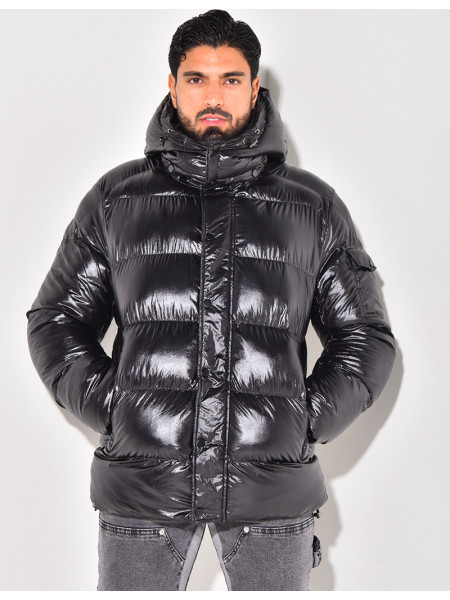 Doudoune courte matelassée effet vinyle