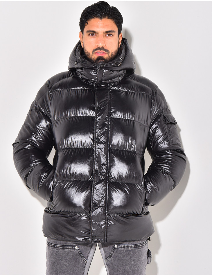 Doudoune courte matelassée effet vinyle