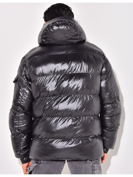 Doudoune courte matelassée effet vinyle