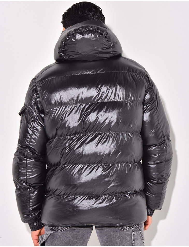 Doudoune courte matelassée effet vinyle