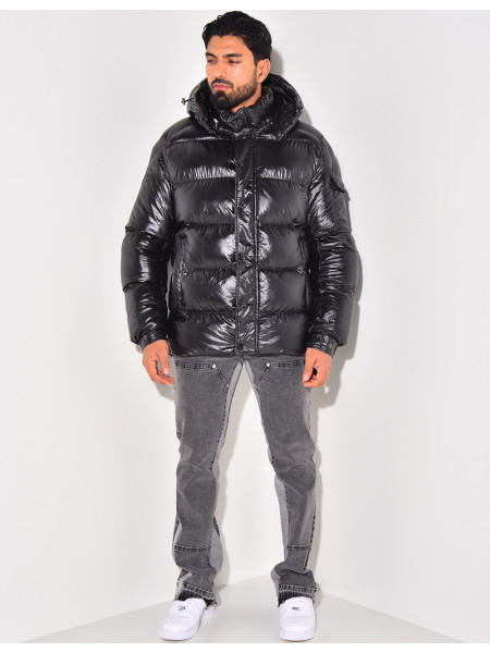 Doudoune courte matelassée effet vinyle