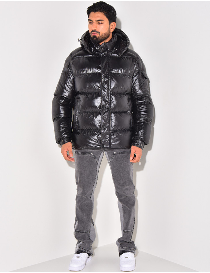 Doudoune courte matelassée effet vinyle