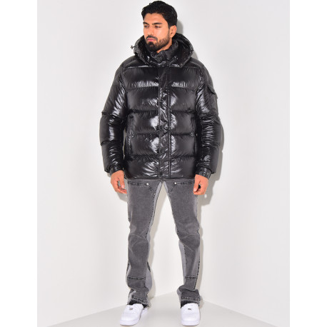 Doudoune courte matelassée effet vinyle