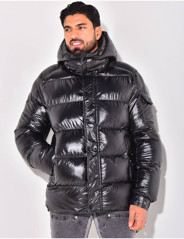 Doudoune courte matelassée effet vinyle