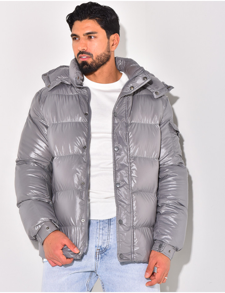 Doudoune courte matelassée effet vinyle