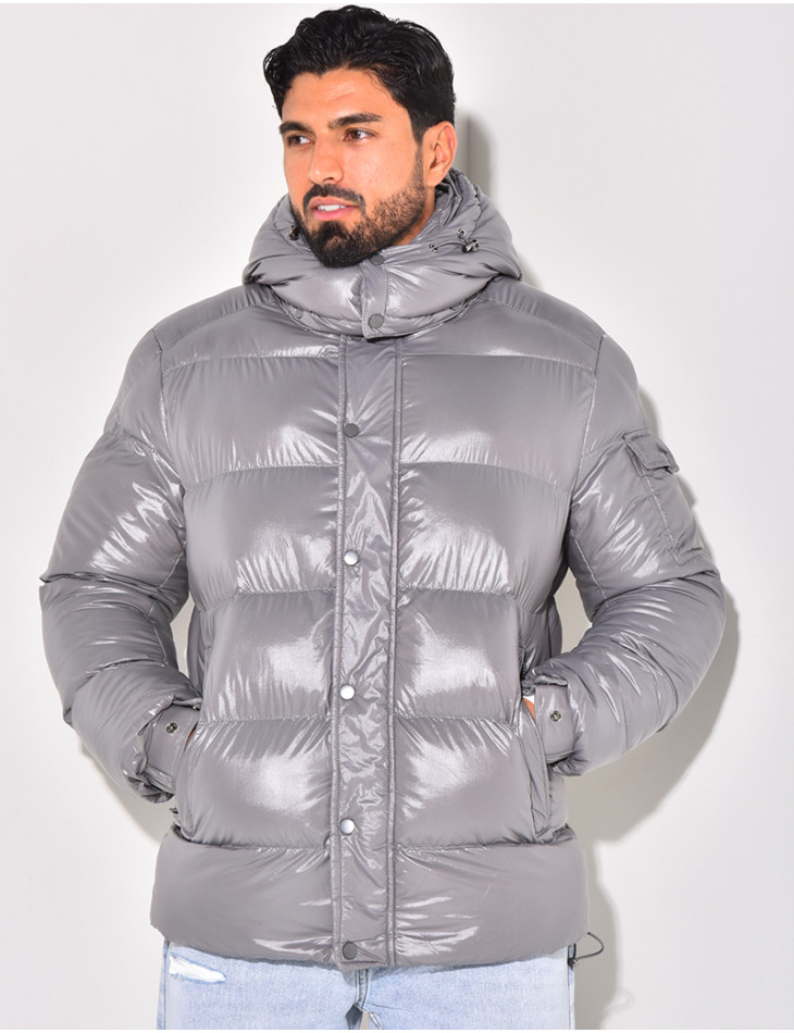 Doudoune courte matelassée effet vinyle