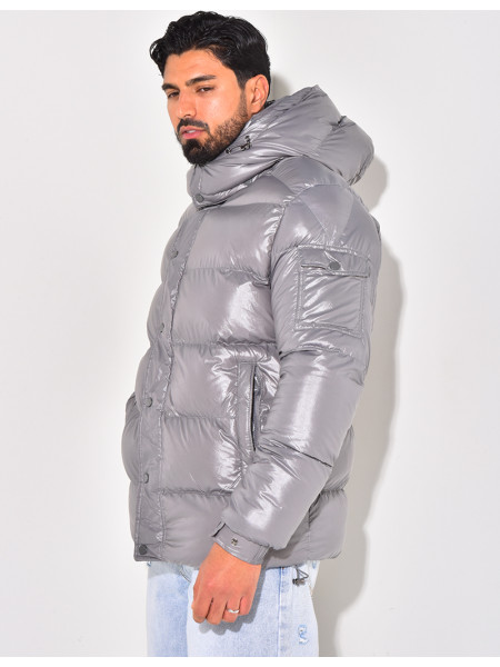 Doudoune courte matelassée effet vinyle