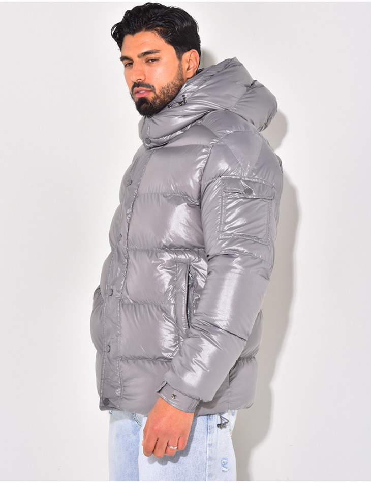 Doudoune courte matelassée effet vinyle