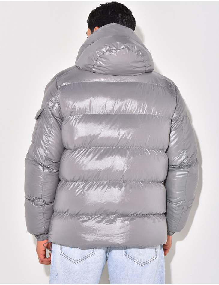 Doudoune courte matelassée effet vinyle