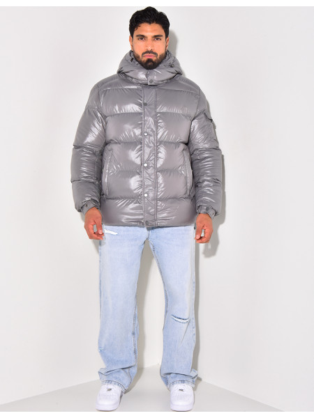 Doudoune courte matelassée effet vinyle