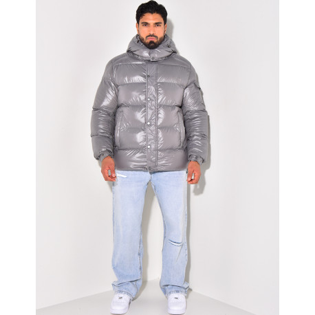 Doudoune courte matelassée effet vinyle