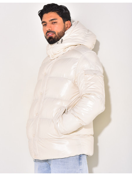 Doudoune courte matelassée effet vinyle