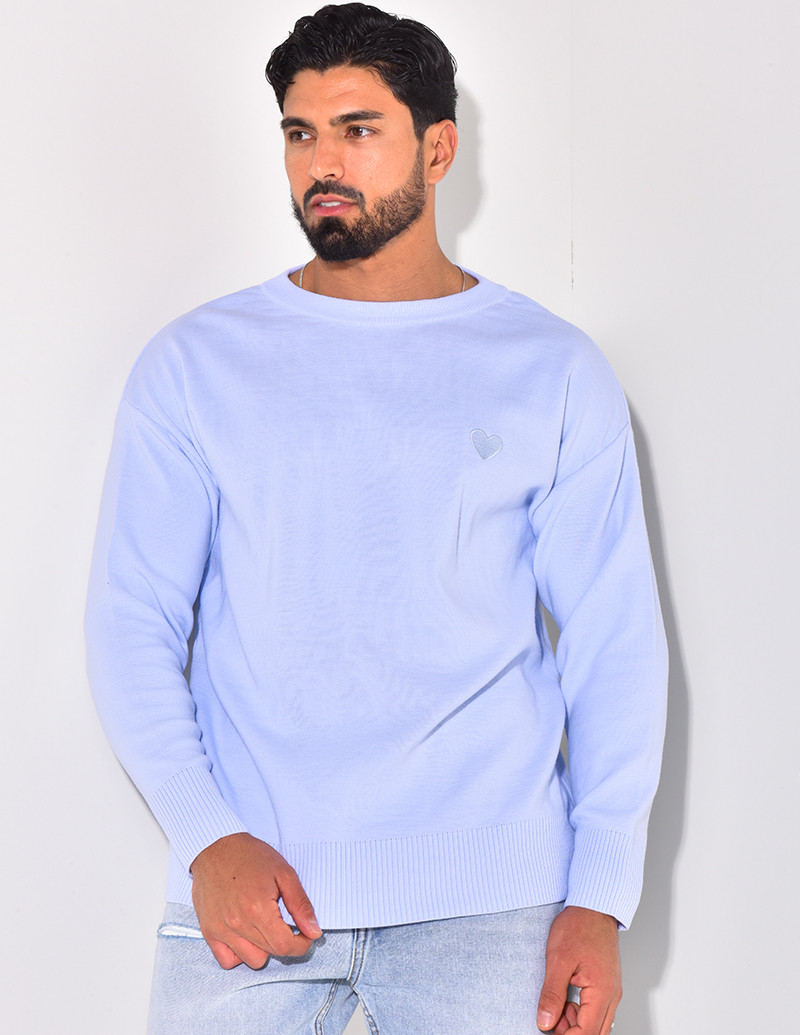 Pull fin à motifs coeur