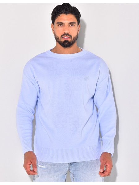 Pull fin à motifs coeur