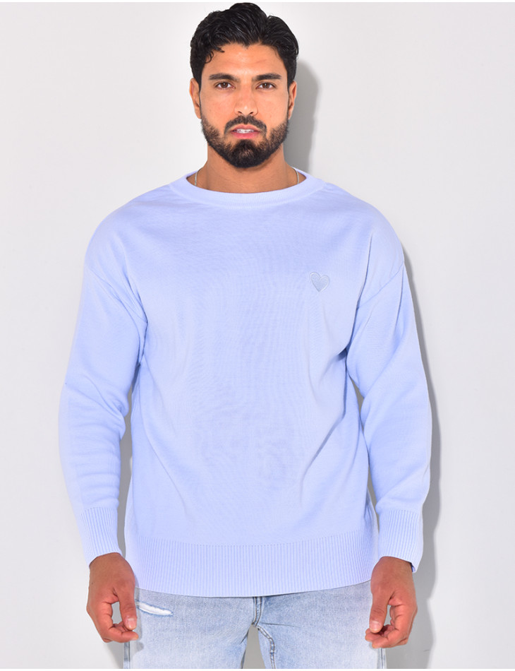 Pull fin à motifs coeur