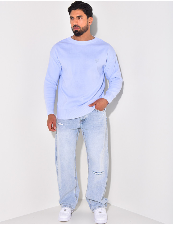 Pull fin à motifs coeur