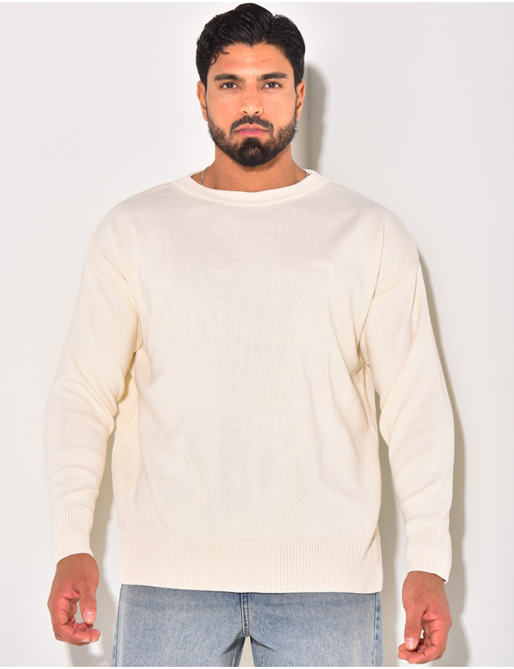 Pull fin à motifs coeur