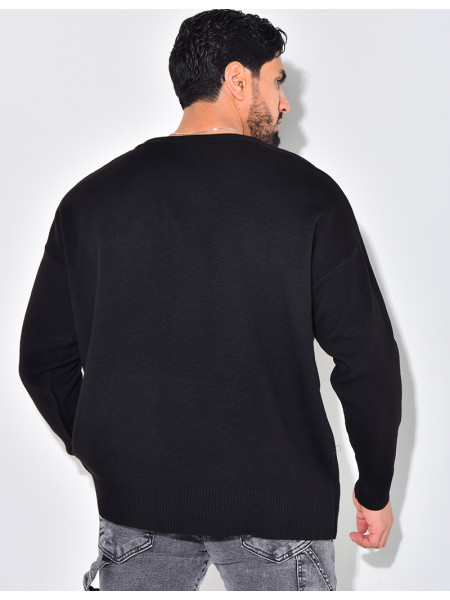 Pull fin à motifs coeur