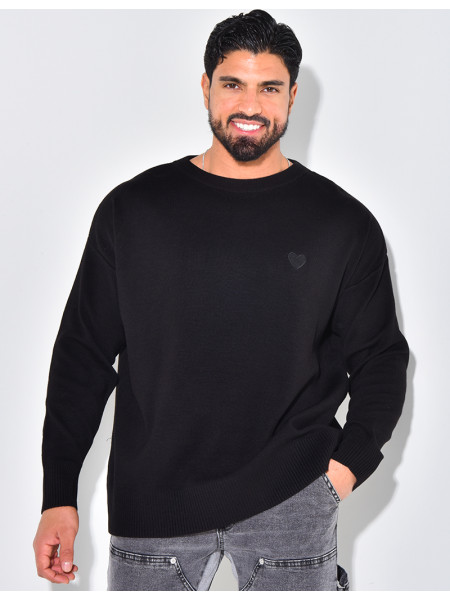 Pull fin à motifs coeur