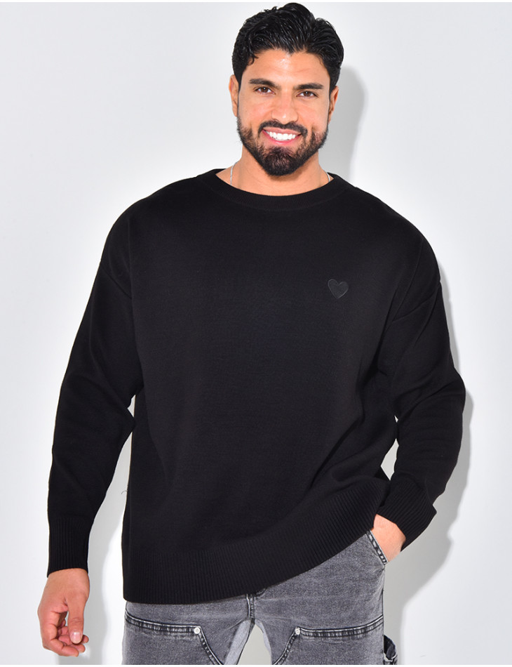 Pull fin à motifs coeur