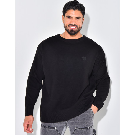 Pull fin à motifs coeur